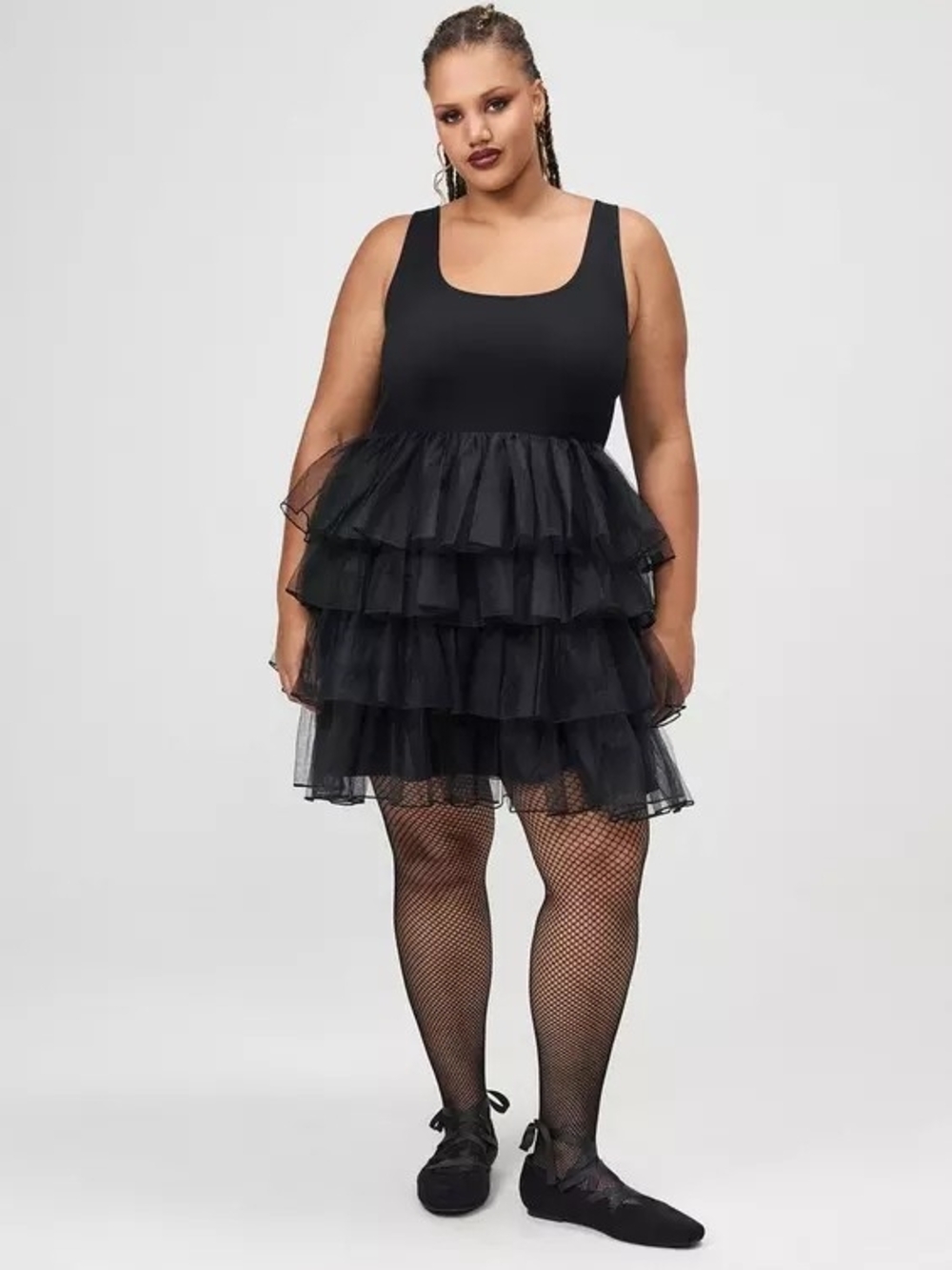 orrid Gothic Black Tiered Tulle Ruffle Tutu Costume Dress Size 1X